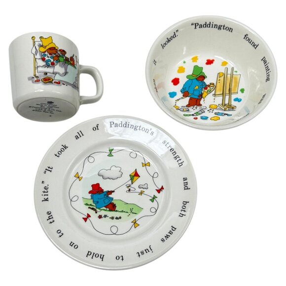 Coalport Paddington Bear Eden 1984 Bowl Plate Cup Set Open Box Unused 1984 - Picture 3 of 16